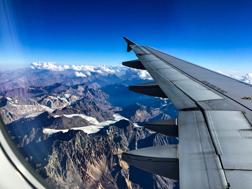 A Cordilheira dos Andes do avião