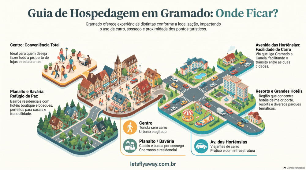Onde Ficar em Gramado em 2026: Guia Prático de Hotéis e Bairros onde ficar em gramado infografico bairros