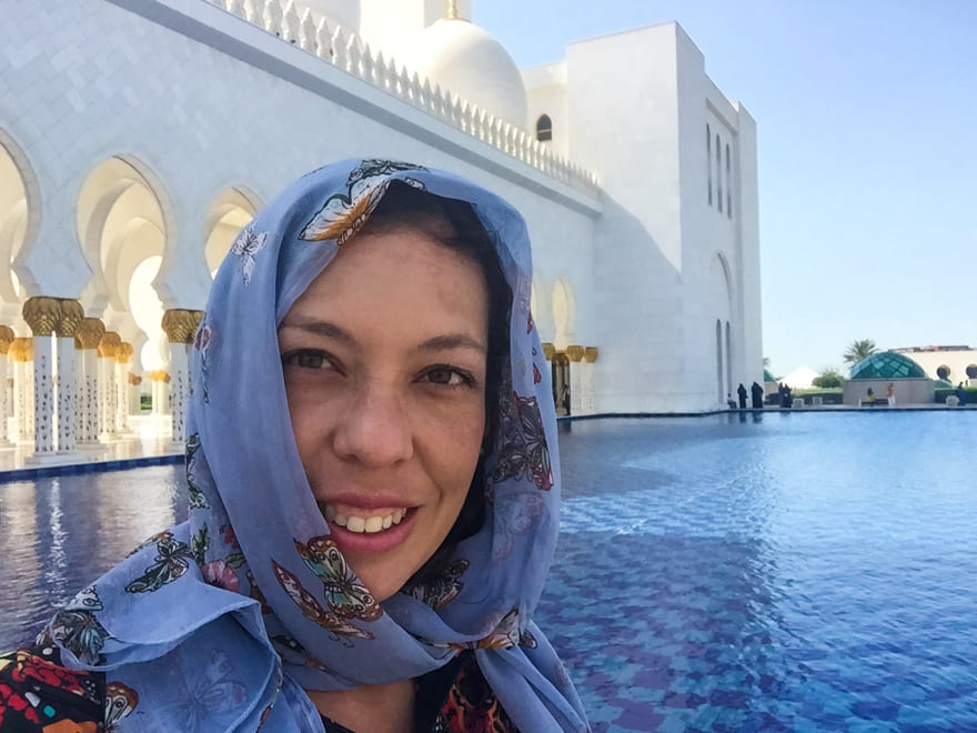 selfie Sheikh Zayed grand mosque - Mesquita Sheikh Zayed Grand Mosque: a linda mesquita de Abu Dhabi